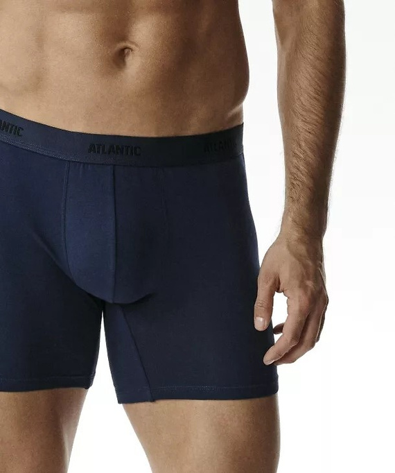 Boxer da uomo Atlantic 3MH-0177 A3 3 pezzi marrone-indaco-khaki, cotone, gamba lunga
