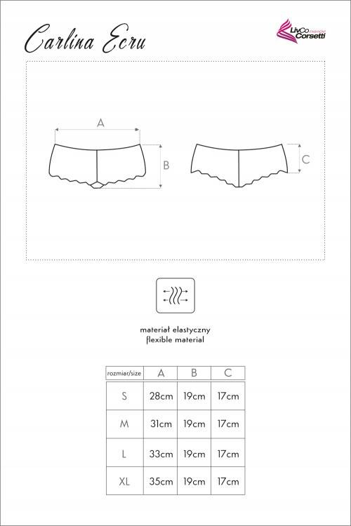 Carlina Ecru LC 6072 Pantaloncini da donna in pizzo LivCo Corsetti Moda ecru