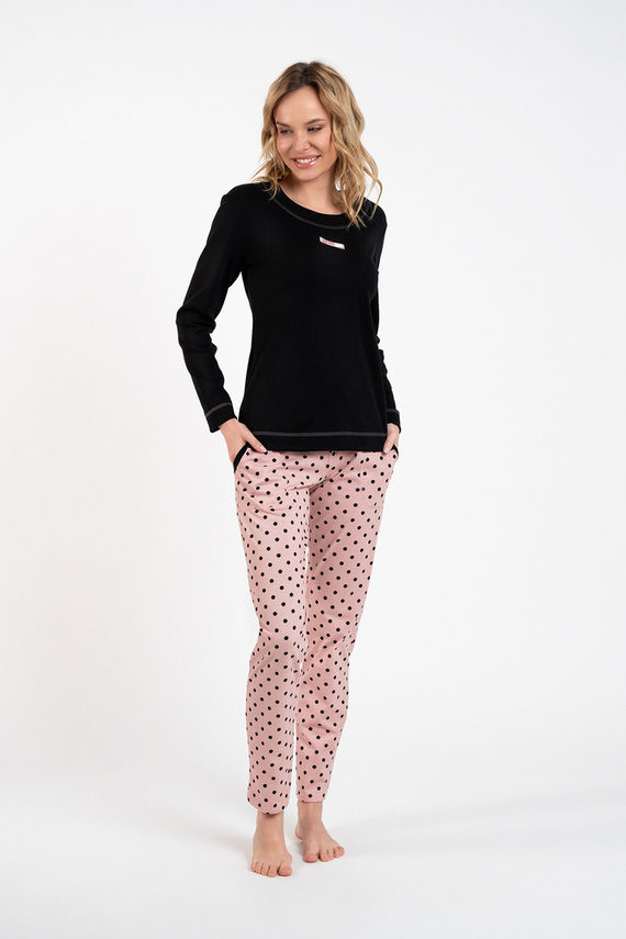 Bonilla Pigiama da donna manica lunga, pantaloni lunghi Moda italiana nero/stampa