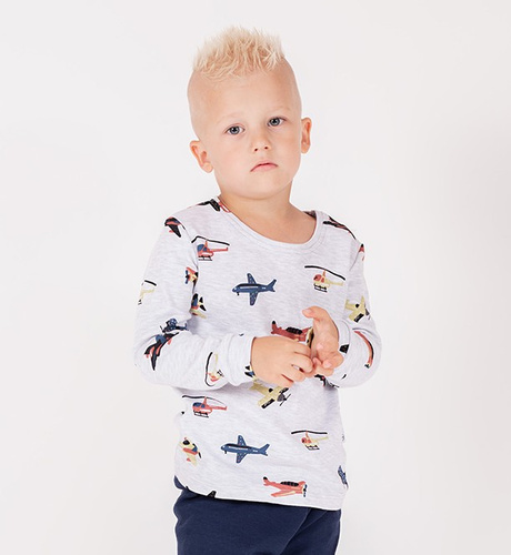 219138 Camicetta Willy Nicol grigio in cotone planes manica lunga