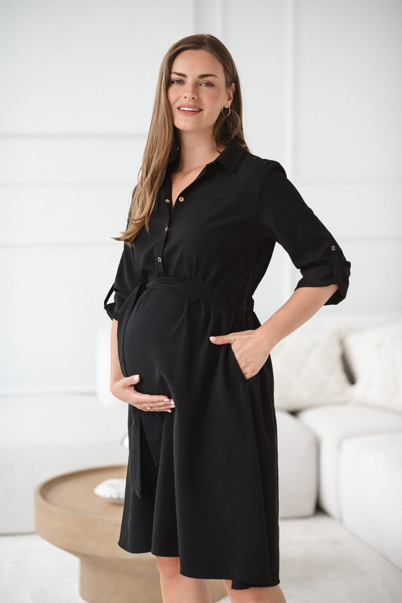 Milk&Love chemise premaman e allattamento nero | Modal, manica 3/4, regolazione in vita