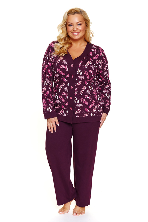 7320 Pigiama da donna sbottonato Doctor Nap plus size - cotone, comfort e stile - bordeaux