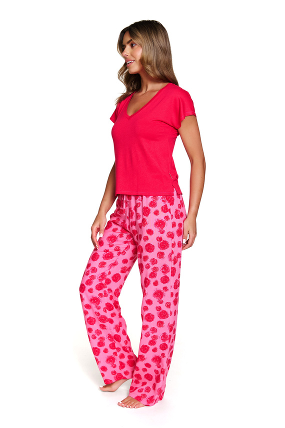 7361 Pigiama da donna Doctor Nap - set in viscosa con motivo a rose - rose