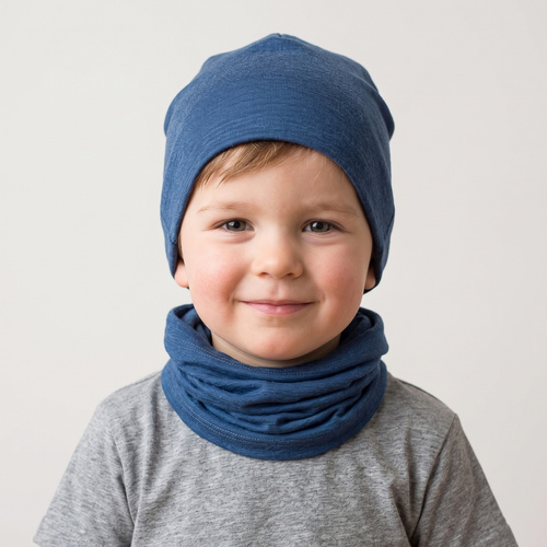229135 Nicol Sciarpa tubolare per bambini 100% Merino colore mare