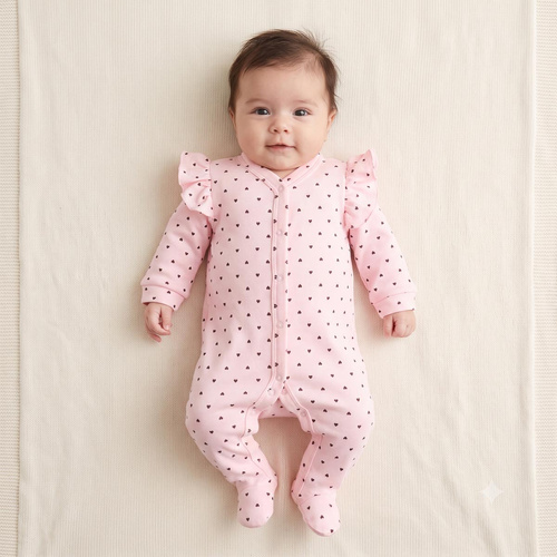 Pigiama neonato Nicol Tosia 225031 100% cotone rosa con cuoricini