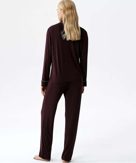 Pigiama donna Atlantic NLP-495 in modal con colletto e pantaloni lunghi