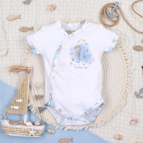 ABN-5444 Sea Of Joy Nini, body a manica corta - cotone biologico, per neonati