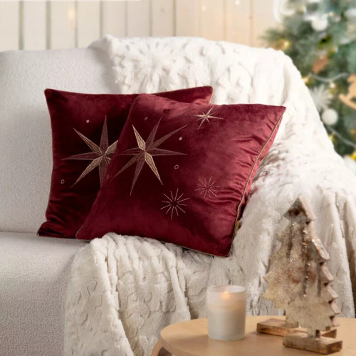 Chp 259 Federa natalizia Eurofirany - velluto bordeaux con stella champagne