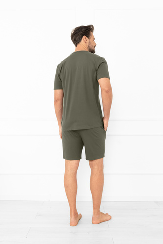 Pigiama uomo Krystian Italian Fashion - cotone, maglietta e pantaloncini corti - oliva