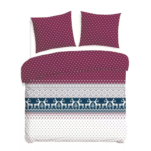 31515/1 Biancheria da letto natalizia in flanella Flanelove Darymex maroon blu navy - set 100% cotone, caldo e morbido