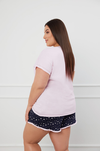 Libra Pigiama da donna a maniche corte, pantaloncini Moda italiana - rosa/stampa