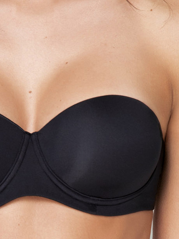 2550 Reggiseno a fascia - imbottito, liscio, con spalline rimovibili Sielei nero