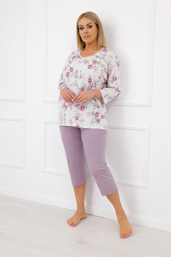 Italian Fashion Mariella Pigiama donna 100% cotone 3/4 fiori