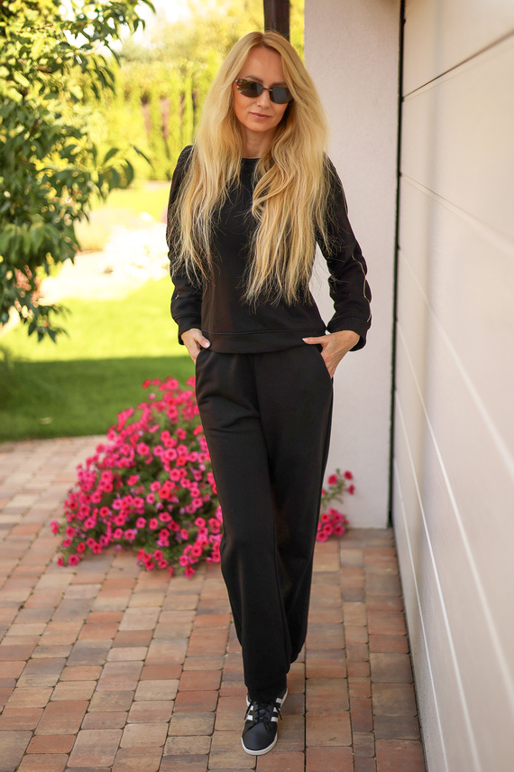 Maio tuta donna Mirale cotone 95% cotone 5% elastan, produzione polacca - set sportivo elegante - nero