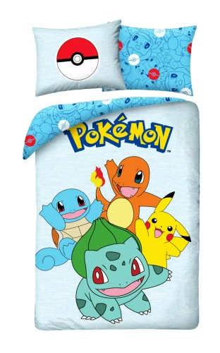 Pokemon Kids 12 biancheria da letto in cotone Halantex - 100% cotone, cerniera, peso 115 g/m²