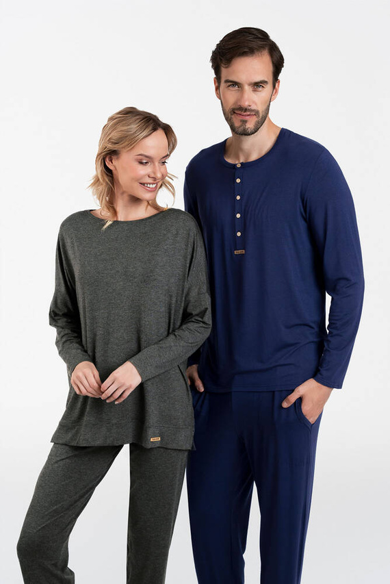 Akord Set donna manica lunga, pantaloni lunghi Moda italiana - melange scuro