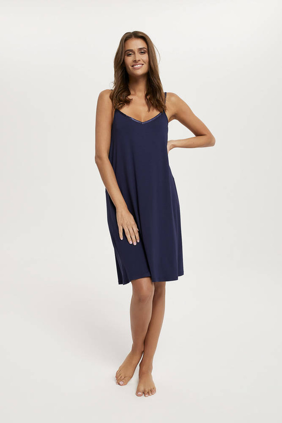 Song Camicia da notte da donna, cinturino stretto Moda italiana - blu navy