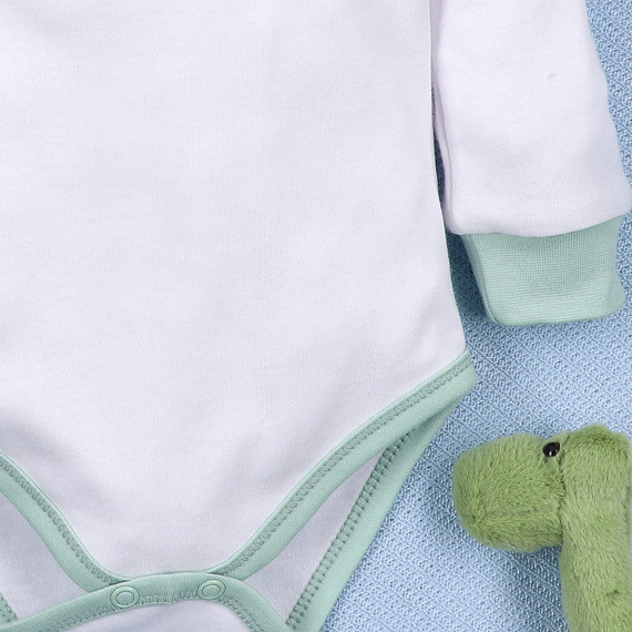 ABN-5565 Body Dino Explorer in cotone biologico Nini bianco- cotone biologico, manica lunga