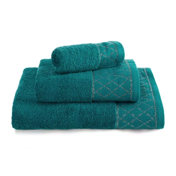 Set asciugamani Eurofirany 3 pezzi morbidi assorbenti eleganti Layla dark turquoise