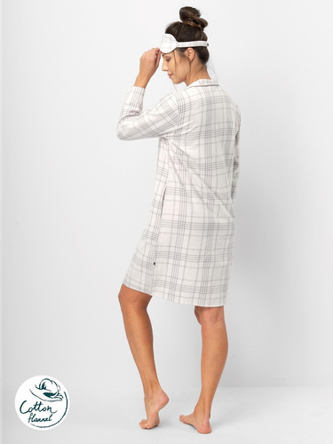 Camicia da donna Key LND 401 rosa chiaro - flanella di cotone, manica lunga, bottoni