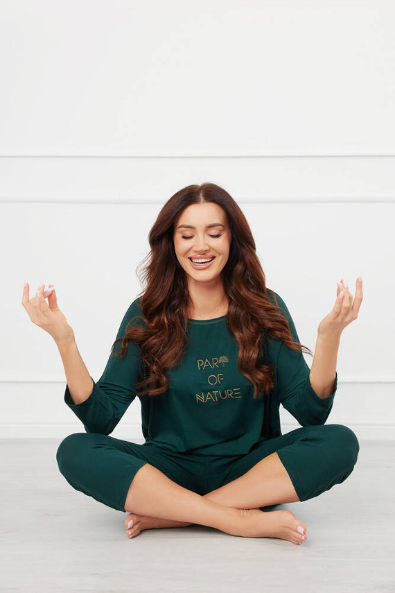 Natura Donna Pigiama 3/4 Moda Italiana - verde