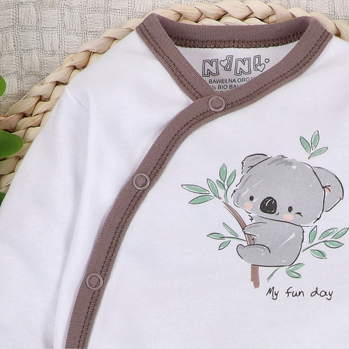 ABN-5202 Body incrociato Nini Sweet Koala bianco 100% cotone organico