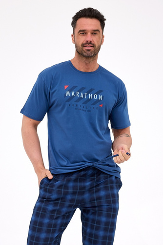 462/302 Marathon 2 Pigiama uomo Cornette in cotone blu navy - manica corta, set confortevole