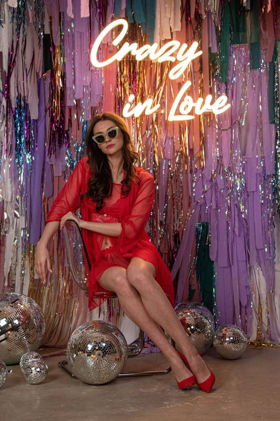 634 Camicia da notte senza spalline Florence + perizoma Forex - rosso