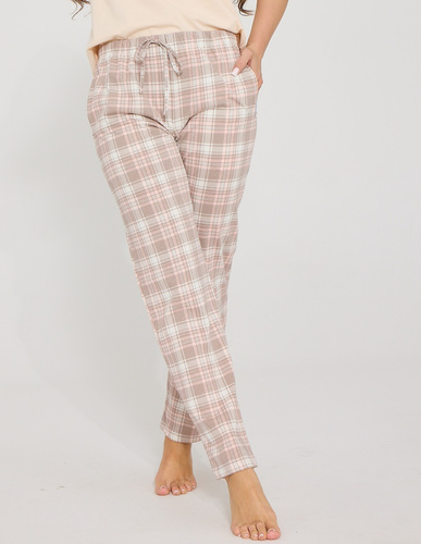 Pantaloni da pigiama donna Cornette 690/51 100% cotone fantasia a quadretti pastello
