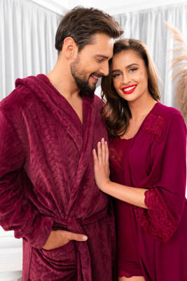 Zygmunt Accappatoio da uomo con cappuccio Moda italiana - bordeaux