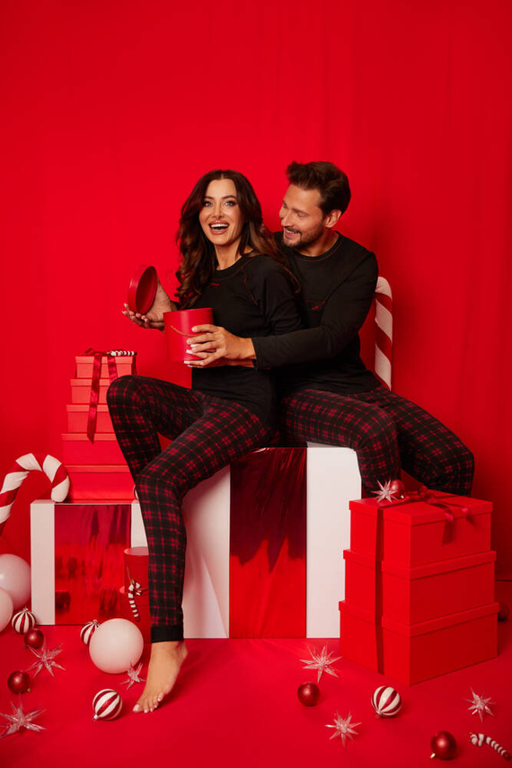 Ordesa Pigiama da donna manica lunga, pantaloni lunghi Moda italiana - nero/stampa