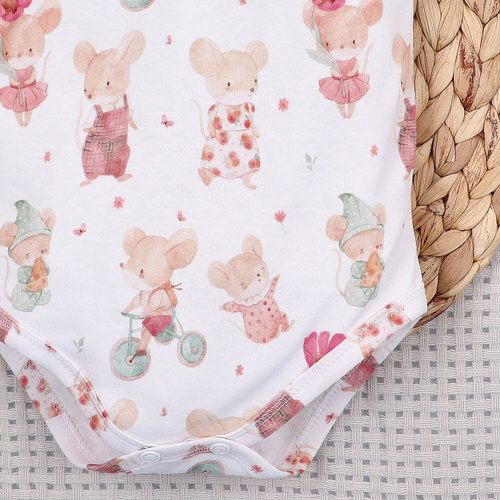 Body neonato Nini Little Mouse cotone biologico bottoni spalla manica corta