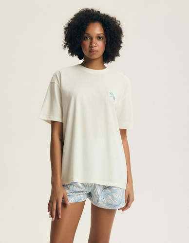 Pigiama 44485 Estes Henderson – 100% cotone, ricamo floreale, maniche corte