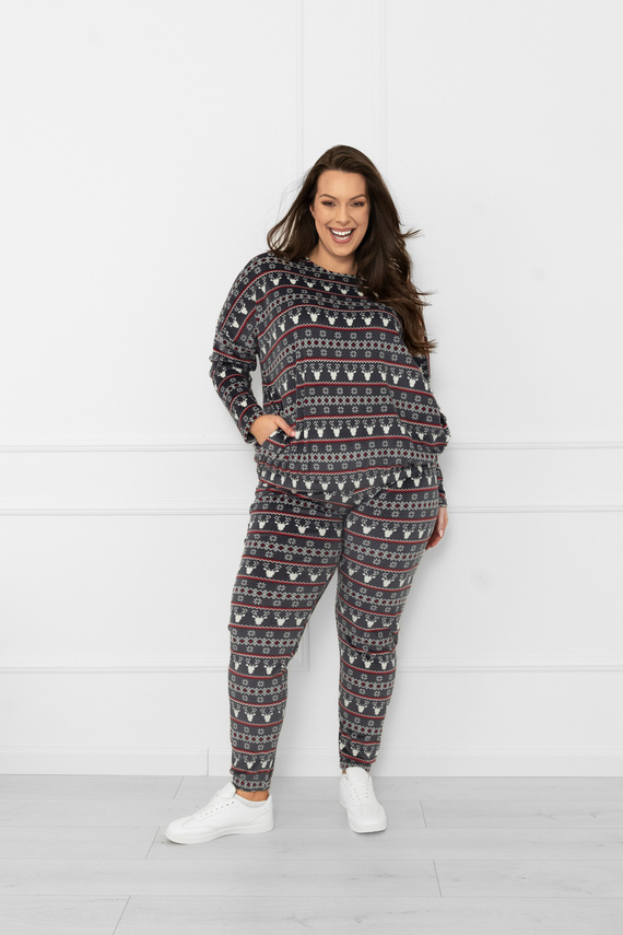 Set donna Navara - set in pile con motivo natalizio con renne Italian Fashion - grafite