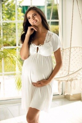 3012 Camicia da notte maternità e allattamento Lupoline ecru