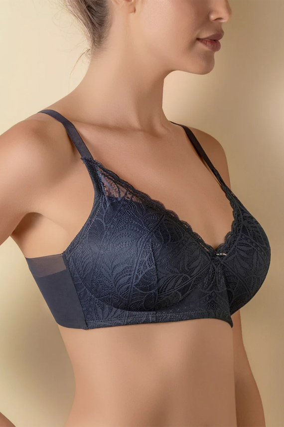 Selene Mireia Reggiseno Imbottito Senza Ferretto Comfort e Pizzo blu marino