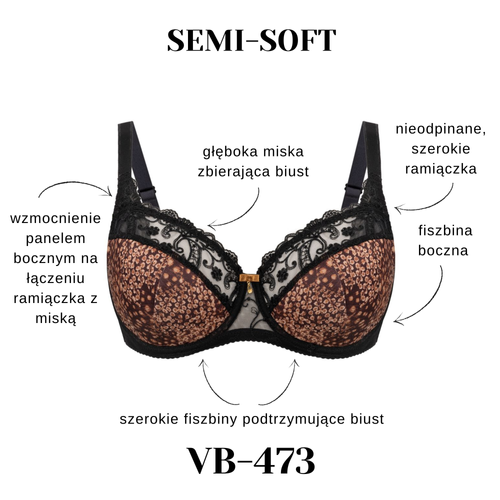 Vena VB-473 nero-cannella – reggiseno stabile K15 per seno medio e abbondante