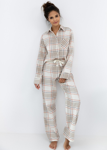 Pigiama donna Adalyn Sensis - flanella di cotone a scacchi, abbottonata