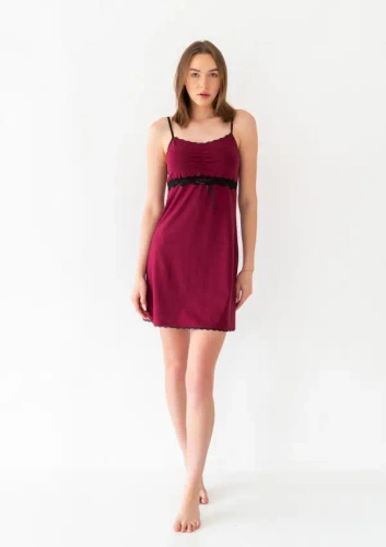 Sottoveste Dkaren Viki 2 in cotone con pizzo bordeaux
