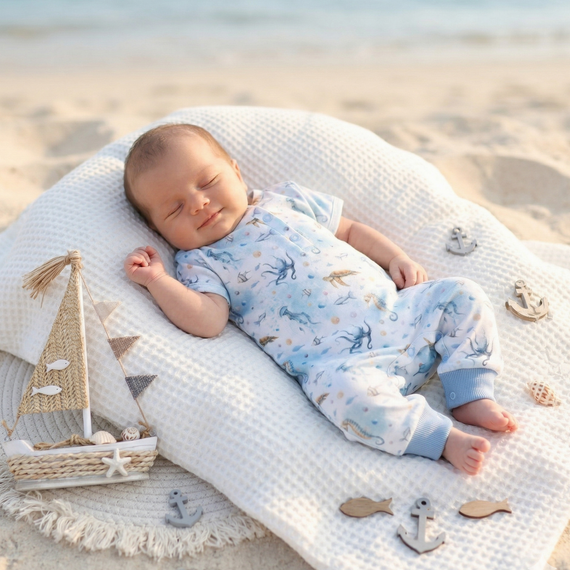 ABN-5452 Ramponi per bambini Sea Of Joy Nini - cotone organico, comodi bottoni a pressione