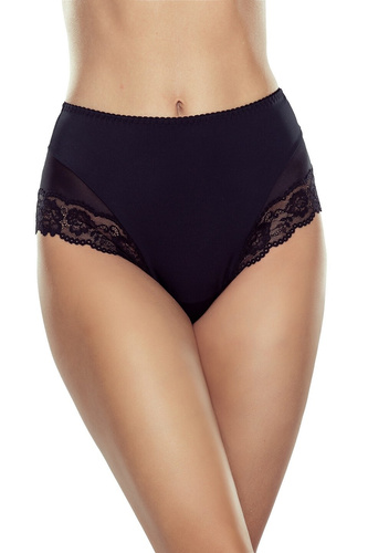 Vensa Eldar slip snellente nero, vita alta, microfibra e pizzo, elegante