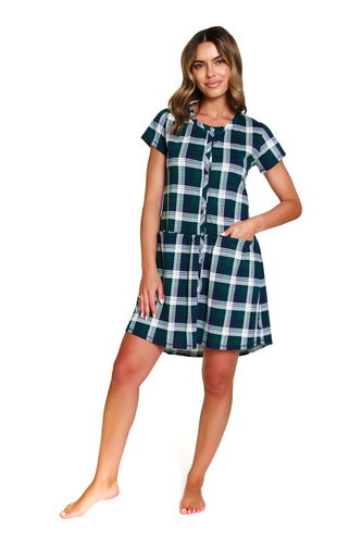 9444 Doctor Nap - Camicia da notte in cotone per la gravidanza e l'allattamento - manifattura polacca - smeraldo