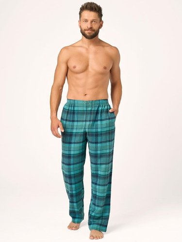 Pantaloni pigiama uomo Key MHT 048 verdi in flanella 100% cotone