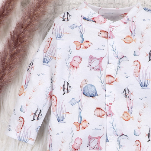 ABN-5479 Pigiama per bambini Nini del Mondo Sommerso - cotone organico, comodi bottoni a pressione