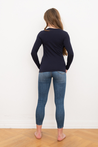 Camicetta Ibiza Donna manica lunga Moda Italiana - blu navy