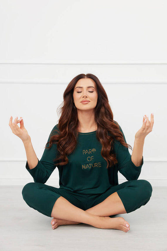 Natura Donna Pigiama 3/4 Moda Italiana - verde