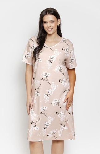 Camicia da notte donna 3555 Fiora Taro 100% cotone beige
