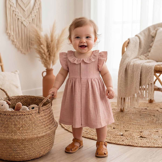 Nicol 224246 Abito in Mussola per Bambina 100% Cotone per l'Estate