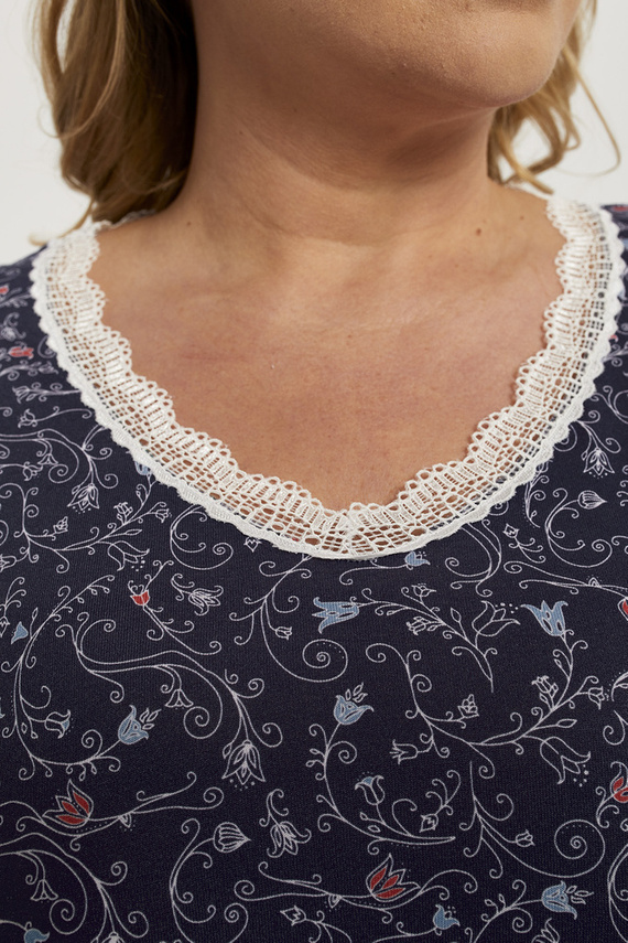Camicia da notte a maniche lunghe Flora Moda italiana - stampa
