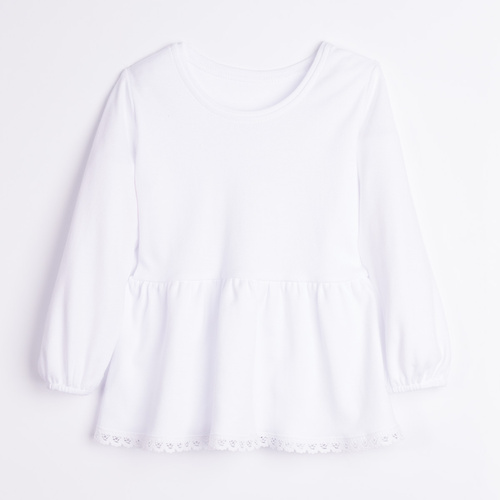 Blusa bambina Nicol 163705 100% cotone bianca con baschina e pizzo